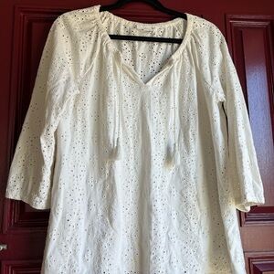 J. Jill Cream Eyelet Blouse